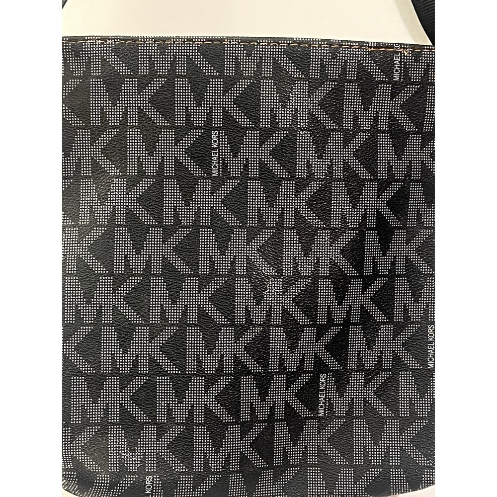 Michael Kors MK Logo Crossbody Bag Black Brown Adjustable Strap Purse Authentic - Picture 4 of 16